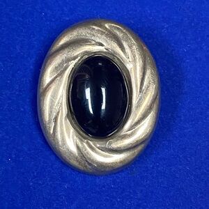 Sterling Mexico & Onyx Brooch
